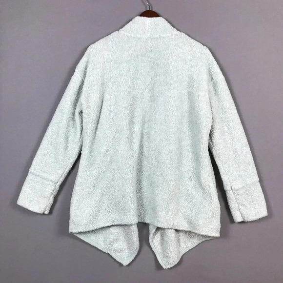 Soft Surroundings Cozy Up Cardi Cardigan Medium M Fleece Pockets Snap Front Blue - Picture 3 of 15